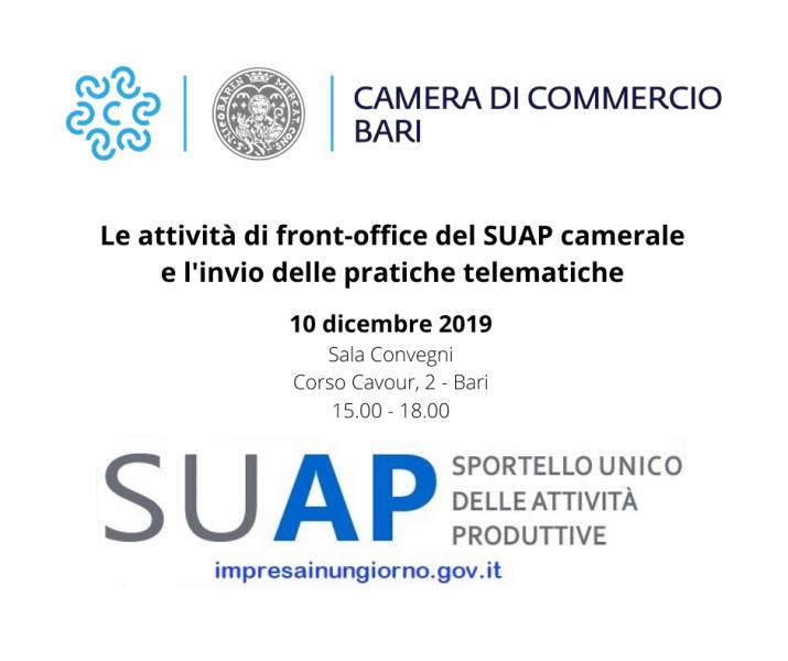 Le attività di front-office del SUAP camerale e l’invio delle pratiche telematiche - Incontro 10 dicembre 2019