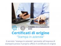 Certificati di Origine Servizio 'Stampa in Azienda'